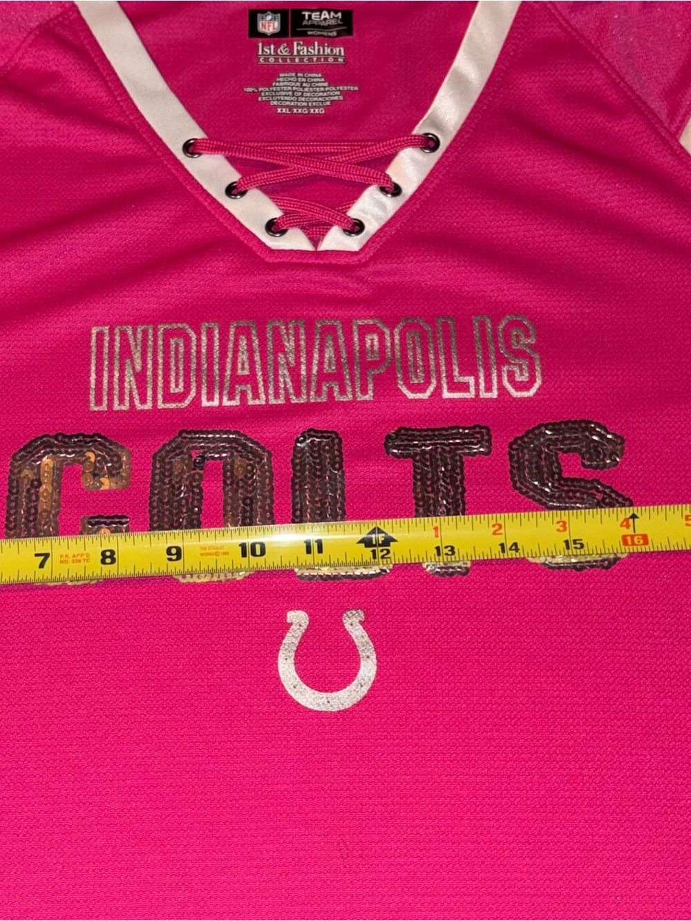 Indianapolis Colts Football Jersey Women’s Pink Sequin Lace Up NFL Team XXL Fan - Picture 10 of 12